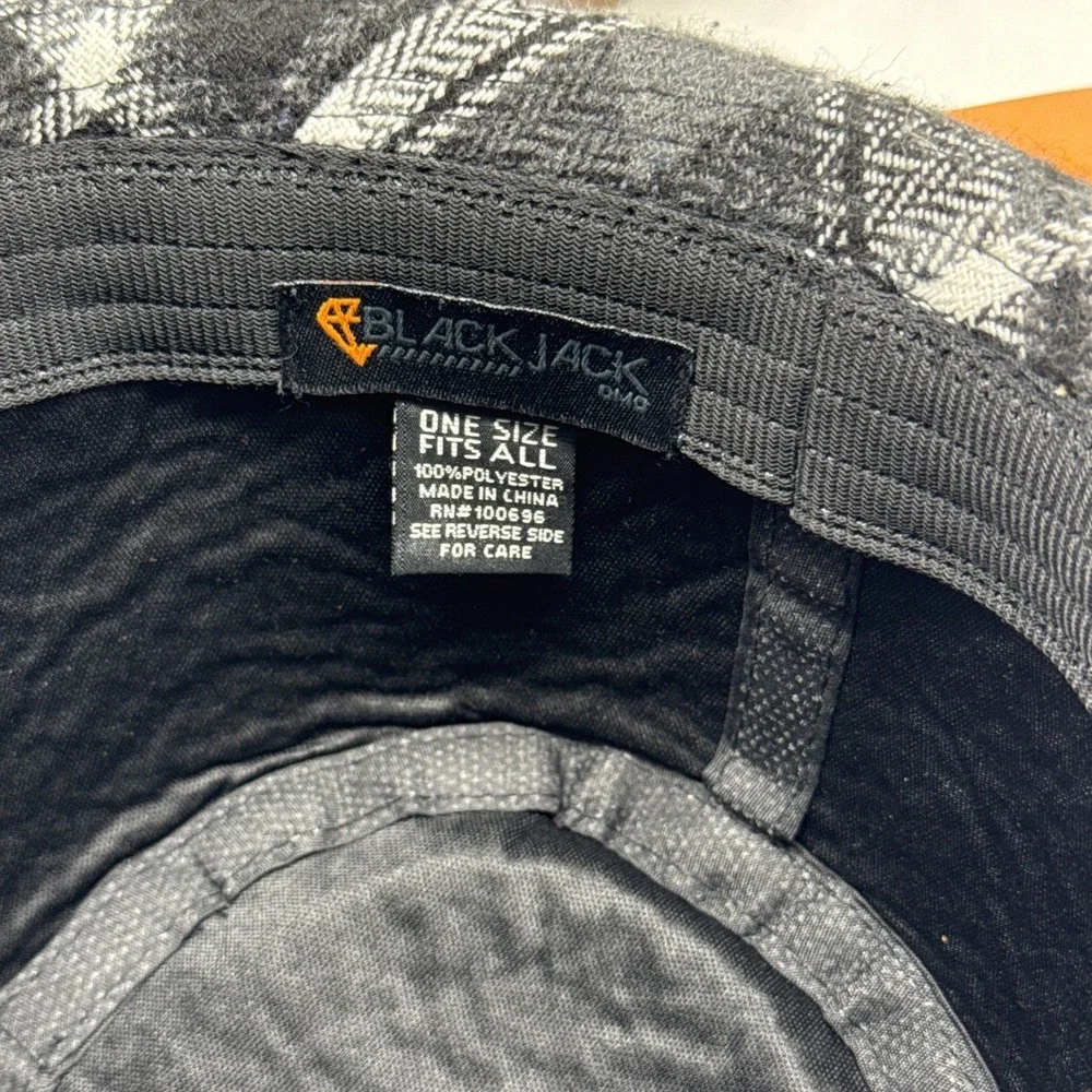 Black Jack DMD Fedora‎ Hat Black Plaid OS Retro 90s Style Dark Academia